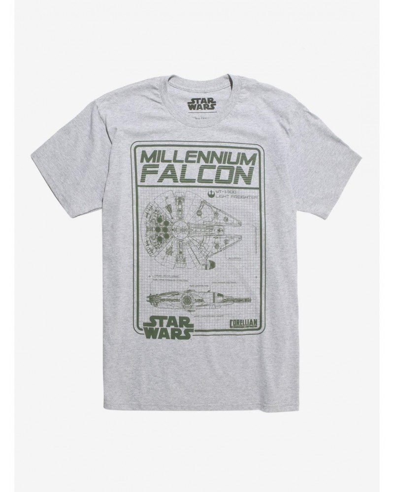 Our Universe Star Wars Milennium Falcon Schematics T-Shirt $4.81 T-Shirts