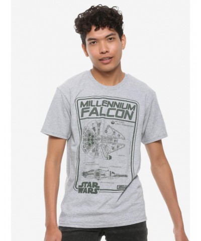 Our Universe Star Wars Milennium Falcon Schematics T-Shirt $4.81 T-Shirts