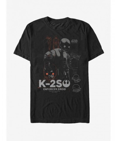 Star Wars K-2SO Schematic Detail Print T-Shirt $7.14 T-Shirts