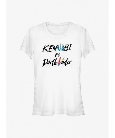 Star Wars Obi-Wan Kenobi Vader Kenobi Lettering Girls T-Shirt $7.44 T-Shirts