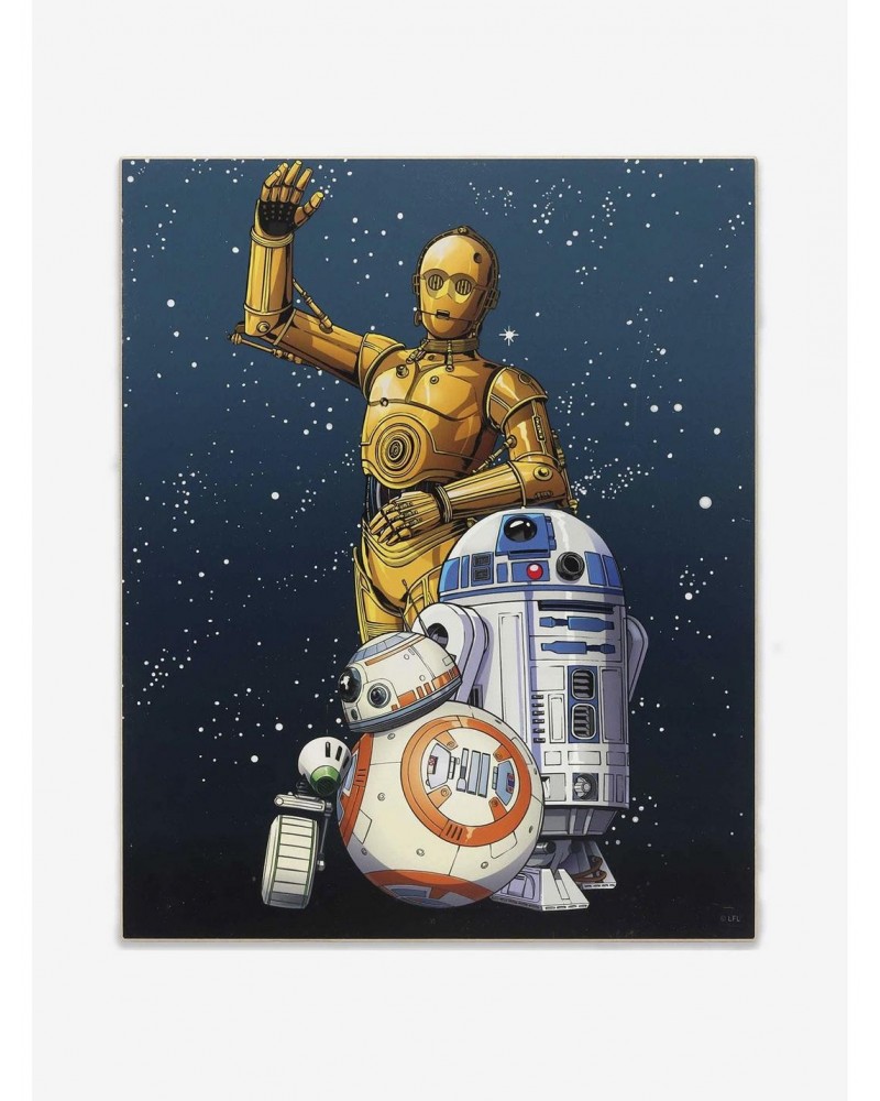 Star Wars Rise of Skywalker Droids C-3PO R2-D2 BB-8 & D-O Wood Wall Decor $21.55 Décor