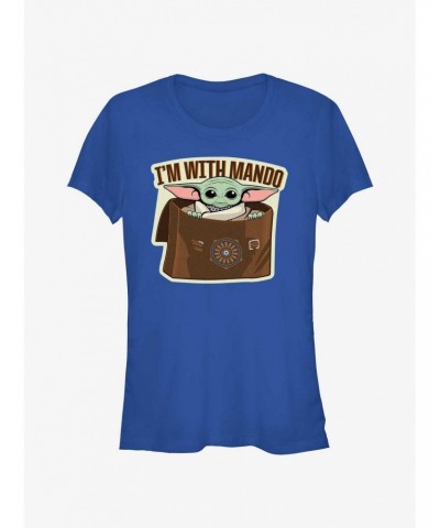 Star Wars The Mandalorian Grogu I'm With Mando Girls T-Shirt $7.12 T-Shirts