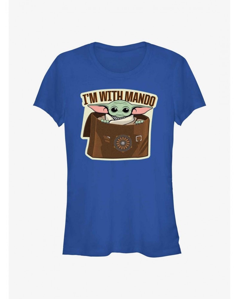 Star Wars The Mandalorian Grogu I'm With Mando Girls T-Shirt $7.12 T-Shirts