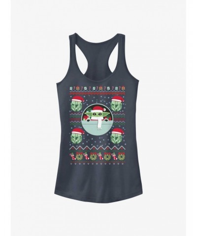 Star Wars The Mandalorian Grogu Ugly Christmas Girls Tank $8.37 Tanks