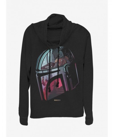 Star Wars The Mandalorian Helmet Explanation Cowl Neck Long-Sleeve Girls Top $17.24 Tops