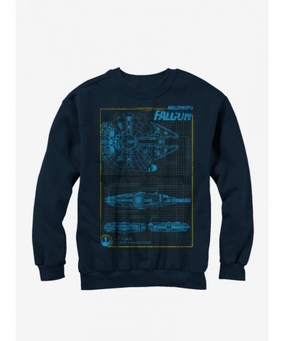 Star Wars Millennium Falcon Blueprint Sweatshirt $12.99 Sweatshirts