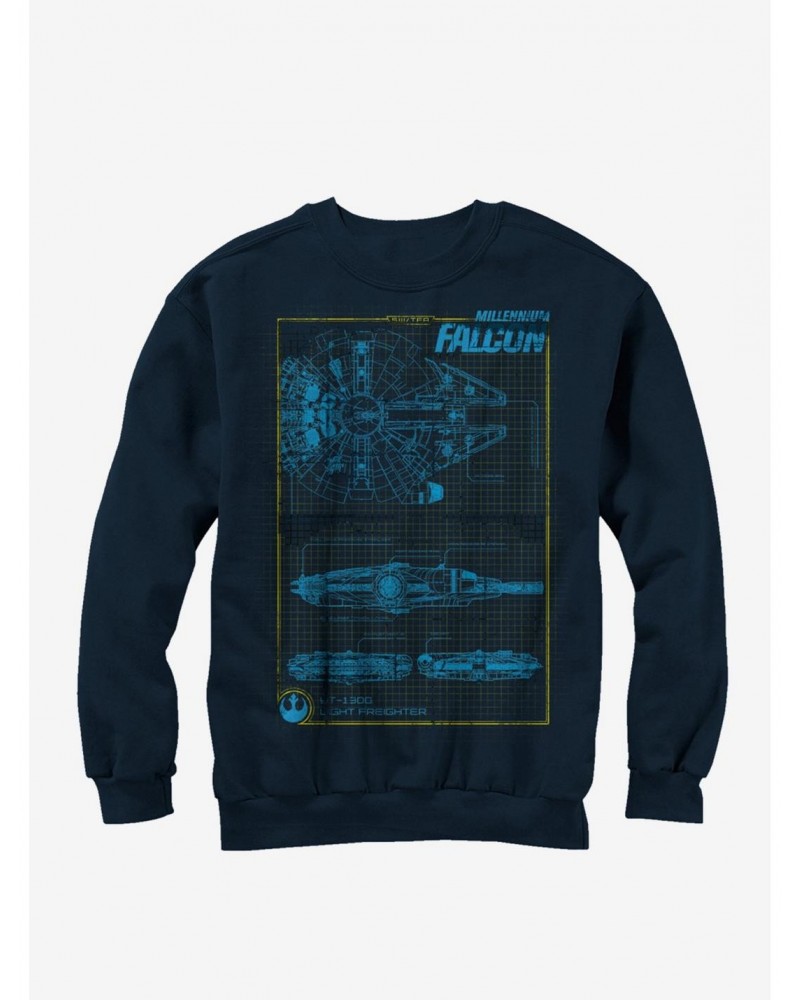 Star Wars Millennium Falcon Blueprint Sweatshirt $12.99 Sweatshirts