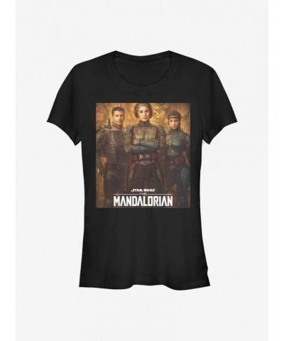 Star Wars The Mandalorian Blue Mandalorian Poster Girls T-Shirt $6.31 T-Shirts