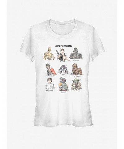 Star Wars Retro Character Cast Girls T-Shirt $7.28 T-Shirts