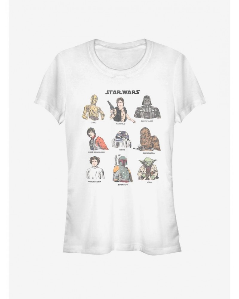 Star Wars Retro Character Cast Girls T-Shirt $7.28 T-Shirts