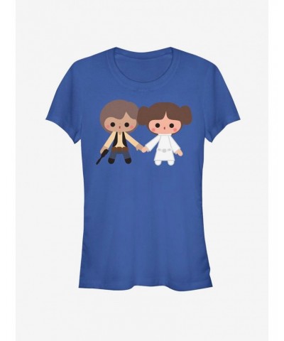 Star Wars Cute Cartoon Han Leia Love Girls T-Shirt $5.18 T-Shirts