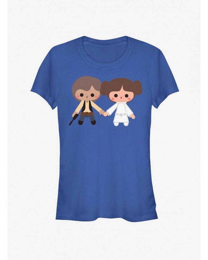 Star Wars Cute Cartoon Han Leia Love Girls T-Shirt $5.18 T-Shirts