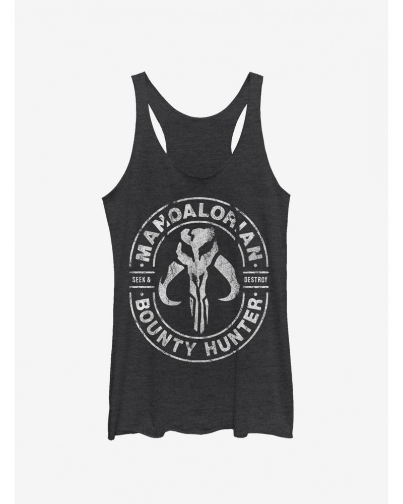 Star Wars The Mandalorian Gun For Hire Girls Heather Black Tank Top $8.70 Tops