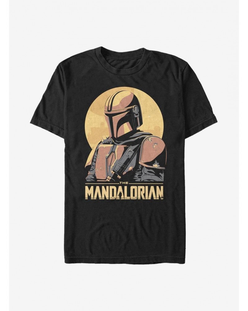 Extra Soft Star Wars The Mandalorian Mando Sunset Frame T-Shirt $6.95 T-Shirts