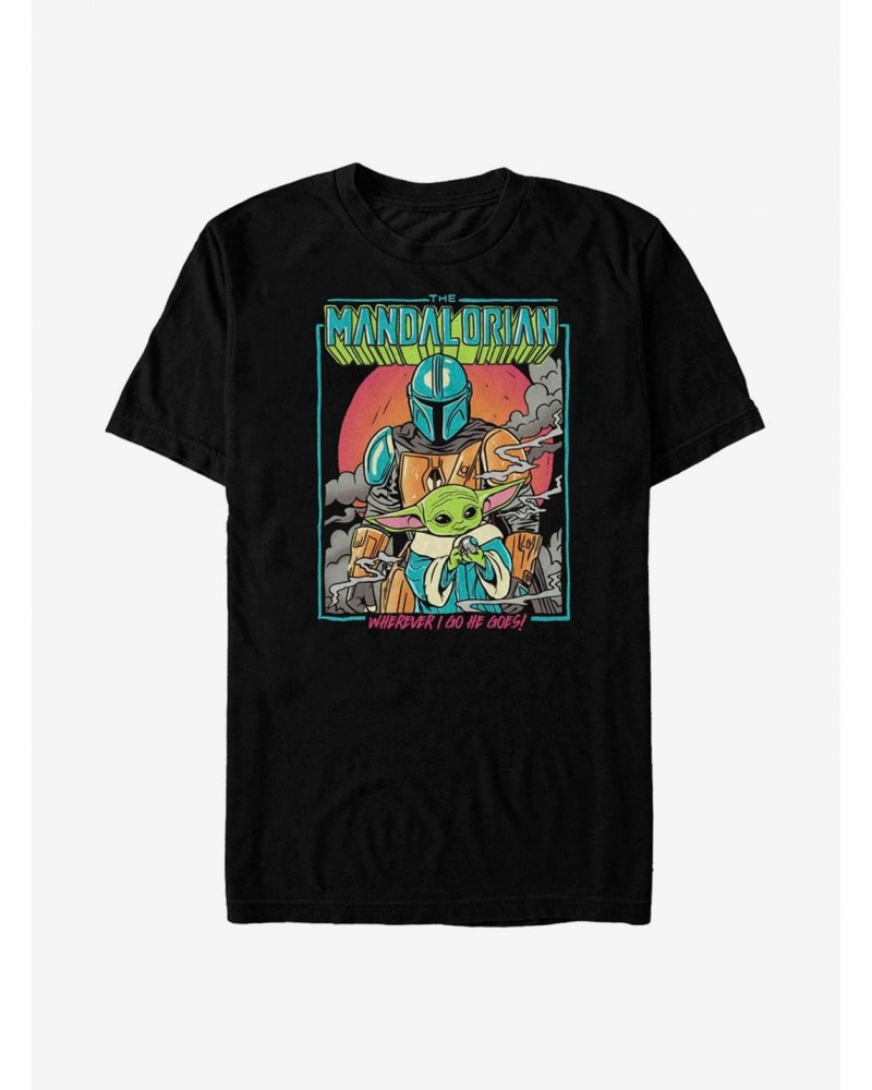 Star Wars The Mandalorian Wherever He Goes T-Shirt $7.30 T-Shirts