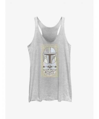 Star Wars The Mandalorian Grogu & Mando Clan Mudhorn Card Girls Tank $7.87 Tanks