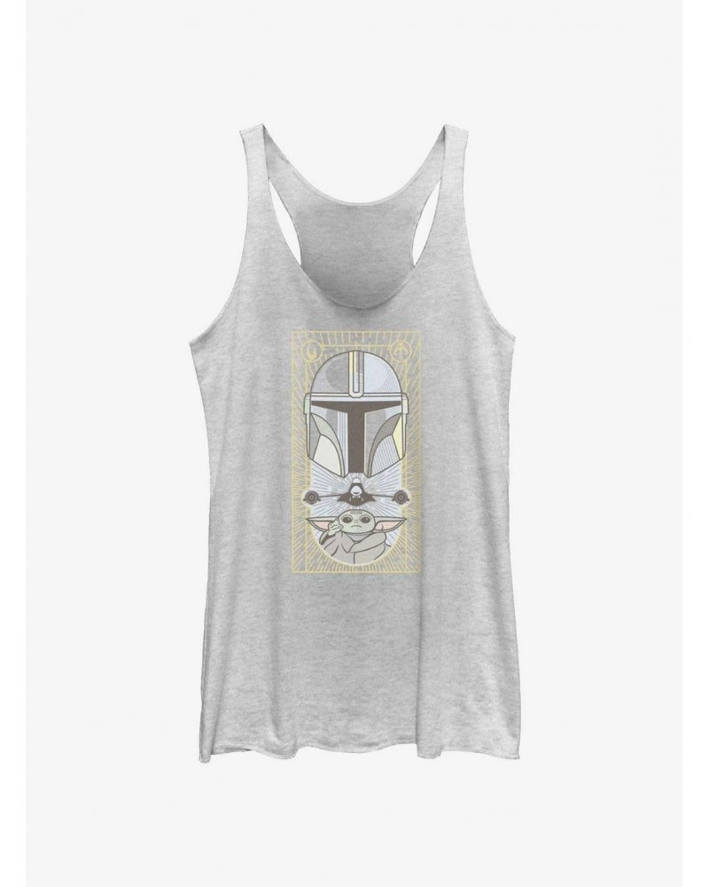 Star Wars The Mandalorian Grogu & Mando Clan Mudhorn Card Girls Tank $7.87 Tanks