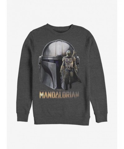 Star Wars The Mandalorian Mando Head Crew Sweatshirt $13.28 Sweatshirts