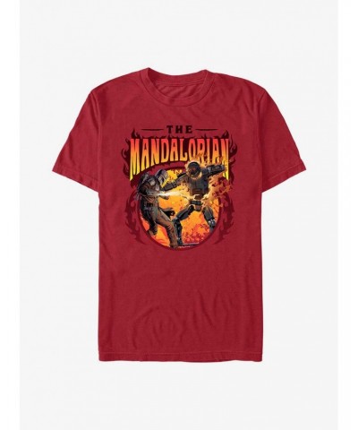 Star Wars The Mandalorian Flame Fight T-Shirt $7.61 T-Shirts