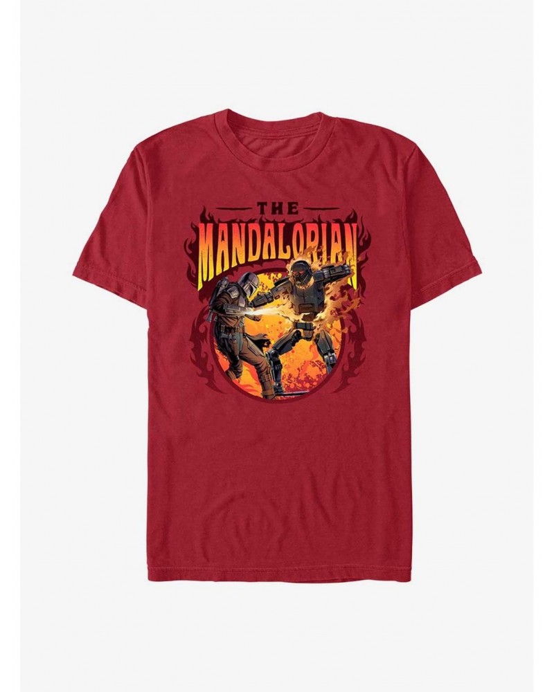 Star Wars The Mandalorian Flame Fight T-Shirt $7.61 T-Shirts