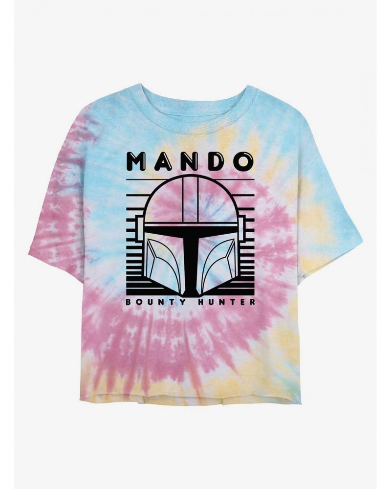 Star Wars The Mandalorian Bounty Hunter Tie Dye Crop Girls T-Shirt $5.24 T-Shirts