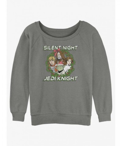 Star Wars Silent Night Jedi Knight Christmas Wreath Girls Slouchy Sweatshirt $11.22 Sweatshirts