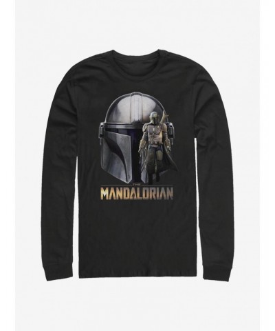 Star Wars The Mandalorian Mando Helmet Long-Sleeve T-Shirt $7.90 T-Shirts