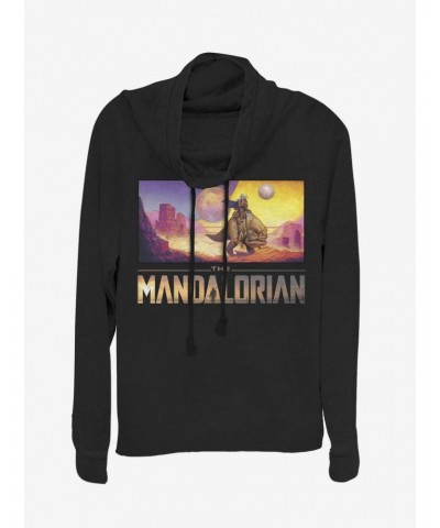 Star Wars The Mandalorian Colorful Mandalorian Landscape Cowl Neck Long-Sleeve Girls Top $12.21 Tops