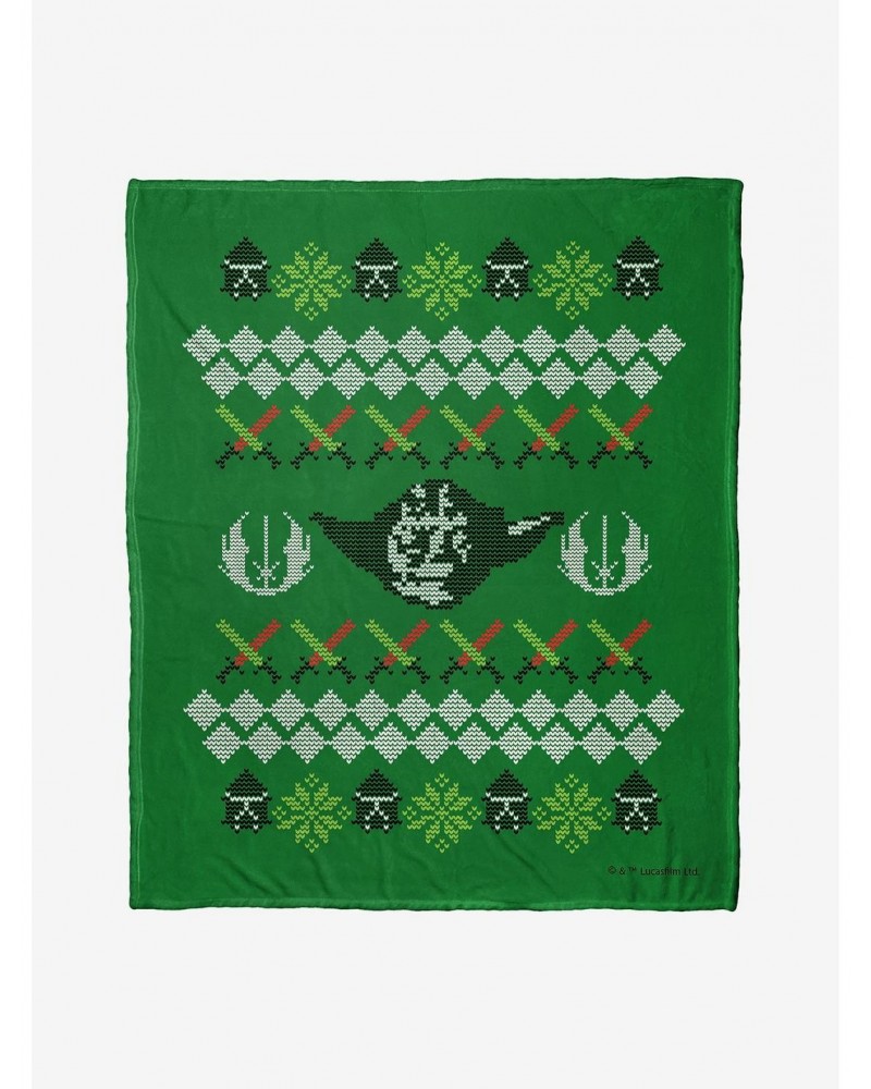 Star Wars Yoda Xmas Sweater Throw Blanket $19.77 Blankets