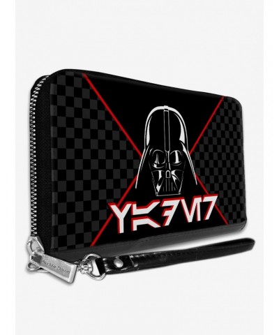 Star Wars Darth Vader Aurebesh Checkered Women's Zip Around Wallet $10.47 Wallets