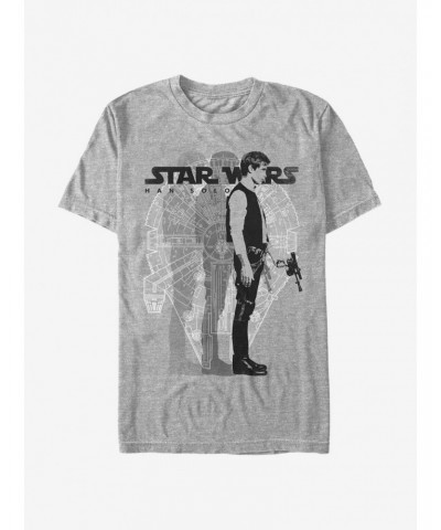 Star Wars Millennium Falcon Han Solo T-Shirt $4.81 T-Shirts