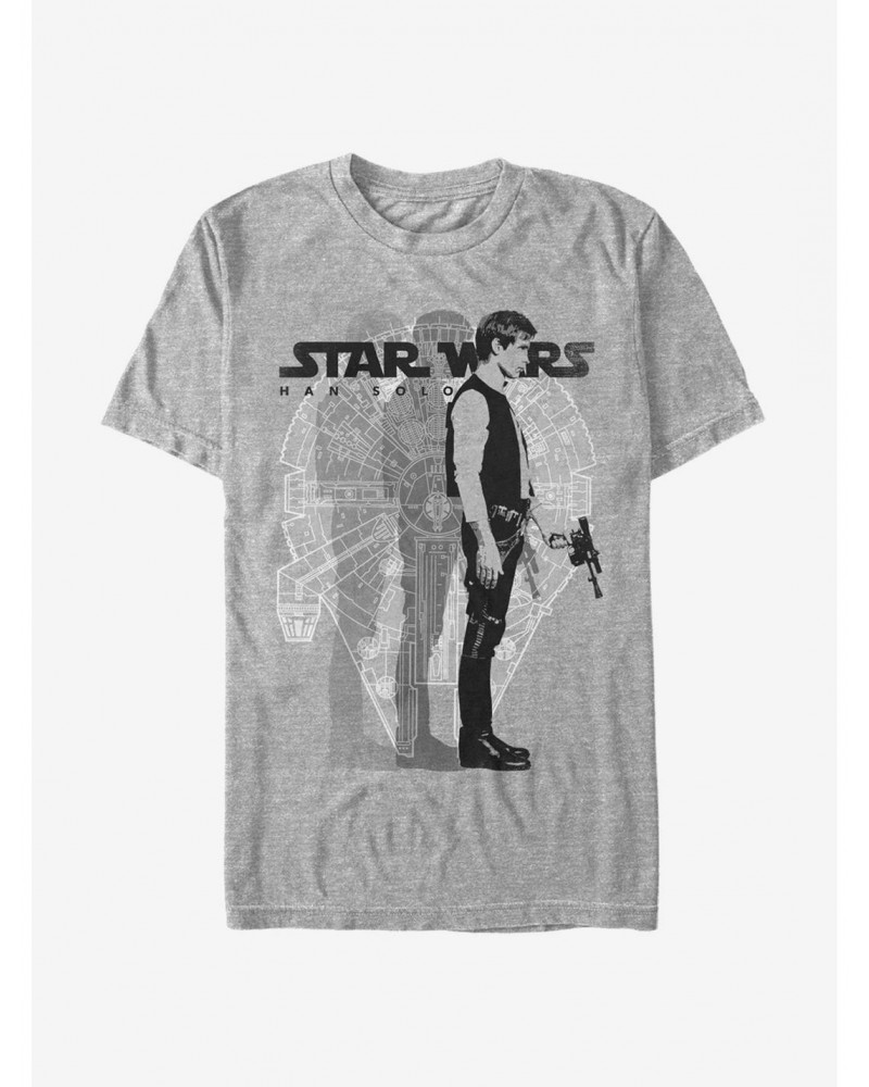 Star Wars Millennium Falcon Han Solo T-Shirt $4.81 T-Shirts