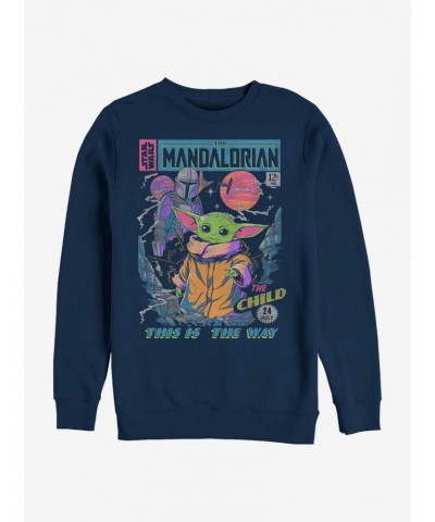 Star Wars The Mandalorian The Child Neon Poster Sweatshirt $11.81 Sweatshirts