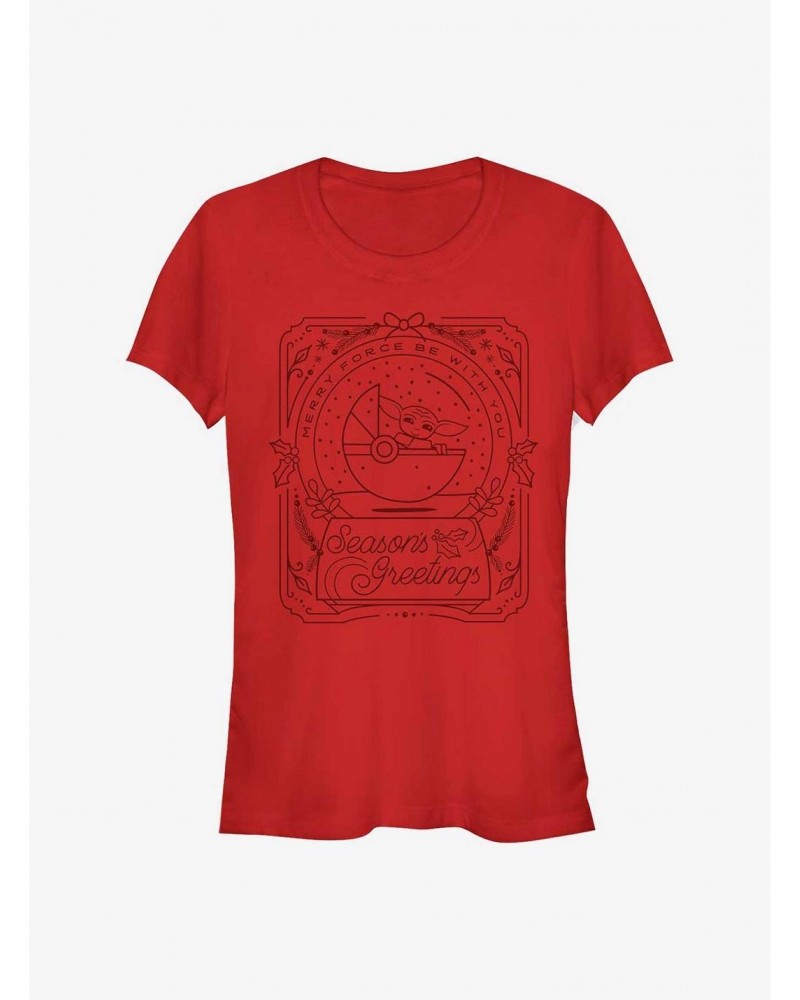 Star Wars The Mandalorian Seasons Greetings Outline Girls T-Shirt $7.12 T-Shirts