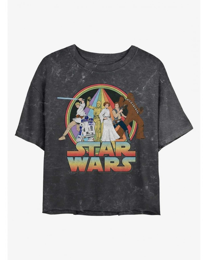 Star Wars Psychedelic Star Wars Mineral Wash Crop Girls T-Shirt $6.29 T-Shirts