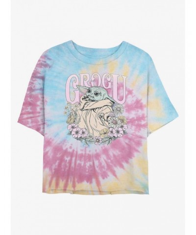 Star Wars The Mandalorian Springtime For Grogu Tie Dye Crop Girls T-Shirt $5.42 T-Shirts