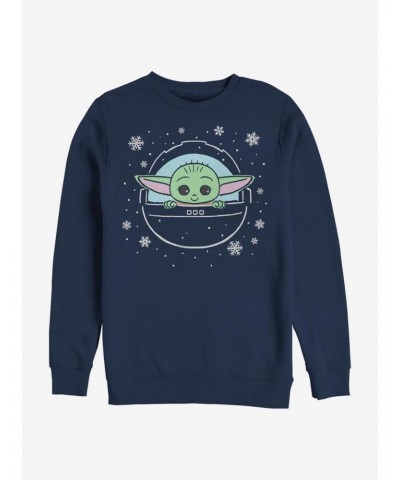 Star Wars The Mandalorian The Child Loves The Snow Crew Sweatshirt $11.22 Sweatshirts