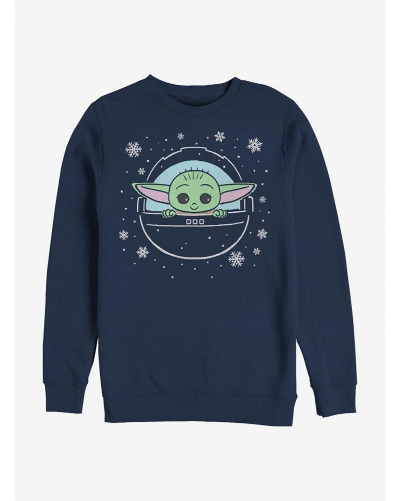 Star Wars The Mandalorian The Child Loves The Snow Crew Sweatshirt $11.22 Sweatshirts