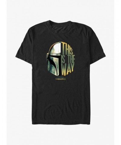 Star Wars The Mandalorian This Is The Way Helmet Split T-Shirt $6.99 T-Shirts