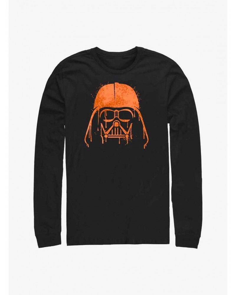 Star Wars Orange Darth Vader Drip Long-Sleeve T-Shirt $12.63 T-Shirts