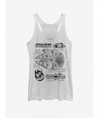 Star Wars Falcon Schematic Girls Tank Top $8.91 Tops